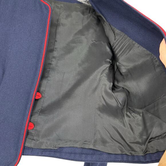 Vintage Navy Red Glen Aire Wool Feel Blazer Sz 9/10 Preppy Y2K 90s Old Money - Picture 10 of 15